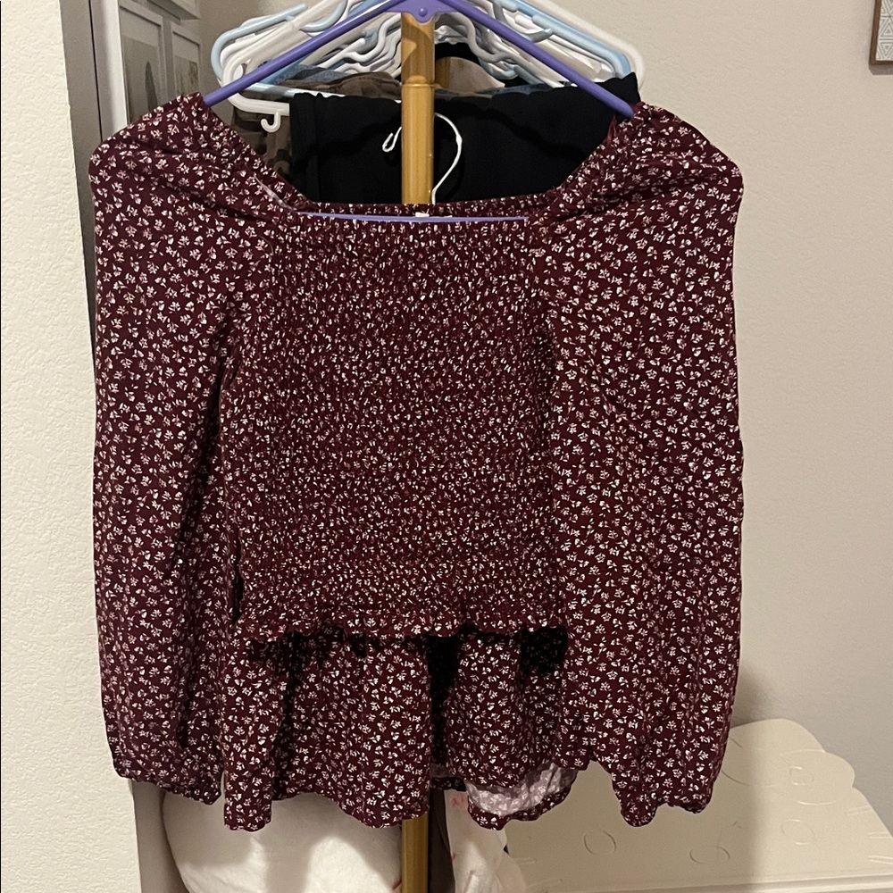 Copper Key Burgundy Floral Kids Matching Set